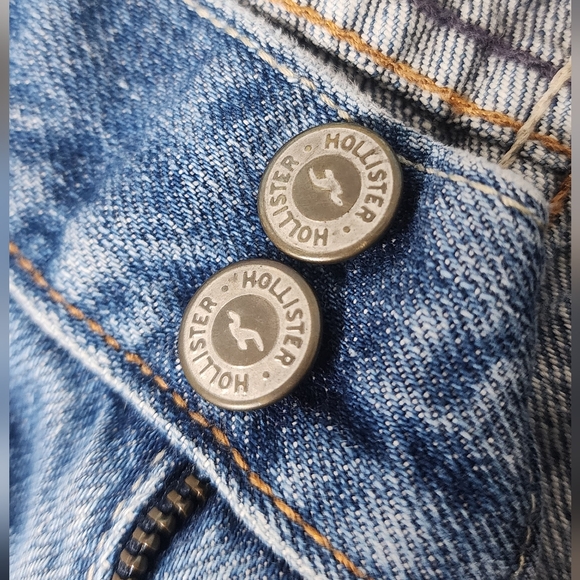 Hollister Junior's Size 1 Shorts Denim Jeans Washed Blue Frayed 100% Cotton Y2k - Picture 5 of 8